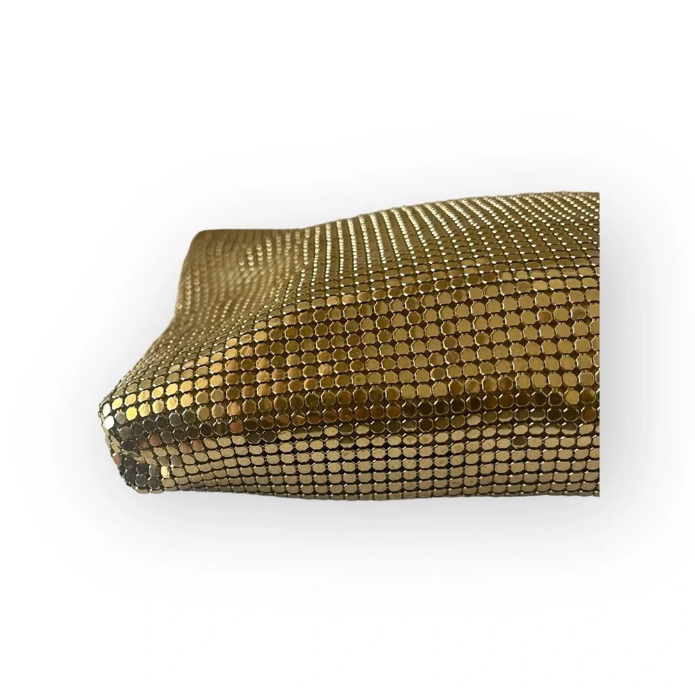 Vintage: Whiting Davis 𖣴 Metal Mesh Convertible Crossbody Clutch Bag 𖣴 Gold 𖣴